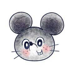 ねずみのデフォルメ顔ラスターイラスト