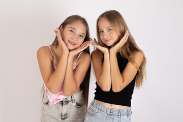 young girls posing for the camera