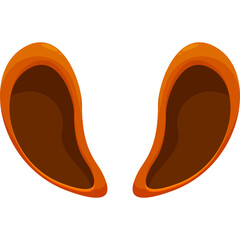 Orange Cartoon Monster Ears With Brown Interior On Transparent Background Simple Digital Art Illustration