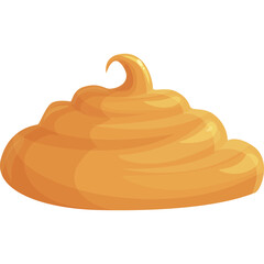 Orange Swirl of Caramel Sauce with a Light Glossy Sheen and Transparent Background