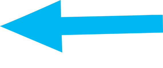 Obraz premium Bright cyan arrow pointing leftward across a clean canvas ideal for design isolated on white background