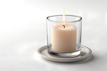 burning a little candle on a white background