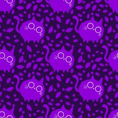 Animals seamless cats pattern for wrapping paper and fabrics and linens and kids clothes print