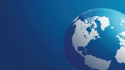 Abstract representation of Earth globe in blue background with detailed continents and oceans showcasing the beauty of planet and global interconnectedness