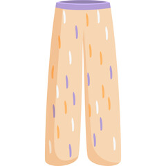 Pajama Pants With Purple Waistband Orange White and Purple Dashes Pattern on a Transparent Background