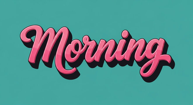 Morning text lettering retro pop art style