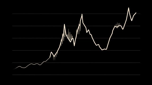 Detailed Line Graph Displaying Market Trends with Fluctuations and Price Movements over a Specified Time Frame in a Dark Theme