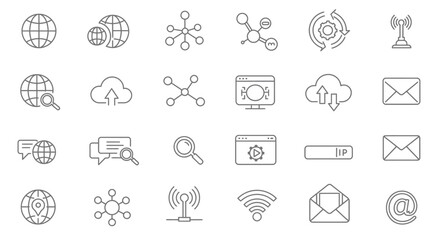 Connectivity concepts illustrated with various network and communication line icons