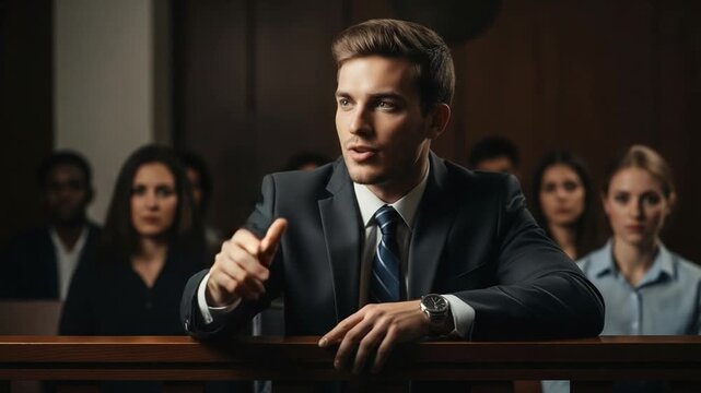 young attorney testifying during legal court proceedings