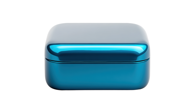 Glossy Blue Box on Transparent Background