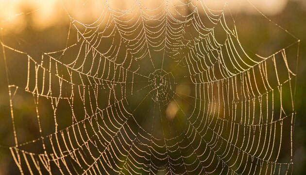 Macro photo of spiderweb suspended, close up, zoom