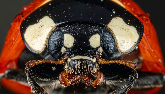 Macro photo of lady bug, ladybug face