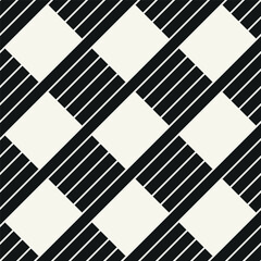 Vector seamless pattern. Geometric bold striped squares. Stylish monochrome background. Simple repeating swatch. Monochrome black ornament.