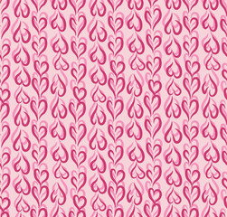 Heart seamless pattern. Pink heart on a pink background for paper design, gift, wrapping paper, fabric, Fashion, beauty design. Red hearts on pink background. Heart print seamless pattern. Heart