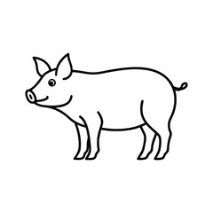 Cute pig line art illustration for children books and designs