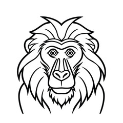 Detailed Lion Baboon Monkey Line Art Vector Illustration Design Element