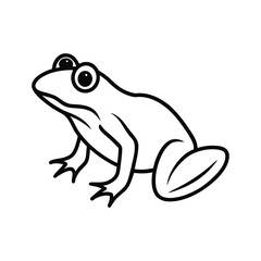 Black and white drawing of a frog with big eyes