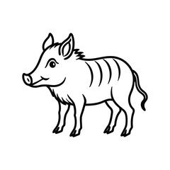 Stylized Wild Boar Illustration Cute Animal Drawing Line Art Design