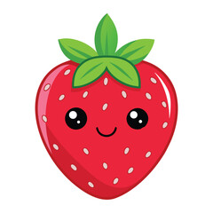 Cute cartoon strawberry with kawaii face and vibrant colors design