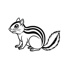Detailed Chipmunk Illustration with Classic Black and White Coloring Style