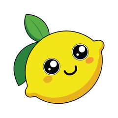 Cute Lemon Character Cartoon Illustration with Kawaii Style and Sweet Smile