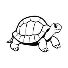 Cute cartoon tortoise illustration with happy expression and detailed shell