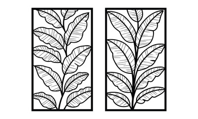 Interwoven Banana Leaf Duo Laser Cut Panels Vector Design