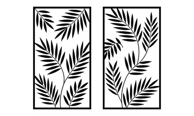 Interwoven Palm Leaf Duo Laser Cut Panels Vector Design