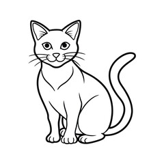 Cute Cat Line Art Illustration of Feline Pet Outline Drawing