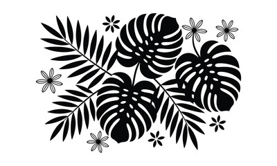 Minimal Geometric Monstera Wall Pattern Vector for Laser Cut Designs