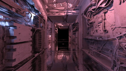 宇宙船通路　3DCGレンダリング