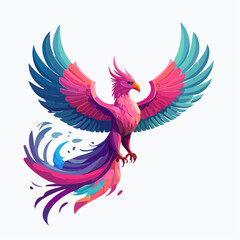 Obraz premium colorful phoenix bird with transparent background