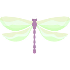 Obraz premium Purple Dragonfly With Pale Green Wings On Transparent Background Cartoon Vector Nature Animal Icon Set Graphic