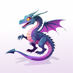 Fototapeta premium Blue fantasy dragon creature with transparent background