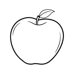 Outline of a perfect apple ready to be colored in art