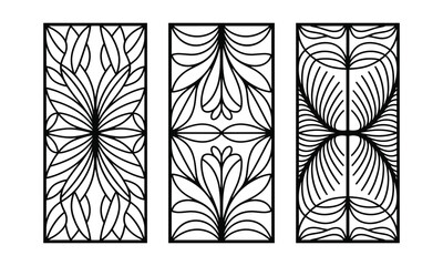 Ornamental Palm Leaf Laser Cut Panel Set Tropical Decorative Vector Patterns for Wall Art and Screens