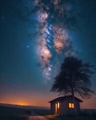 A breathtaking night sky with countless stars and the glowing band of the Milky Way stretching across the horizon