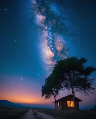 A breathtaking night sky with countless stars and the glowing band of the Milky Way stretching across the horizon