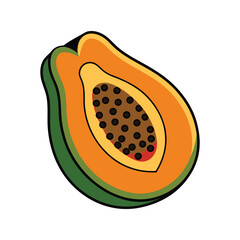 Vibrant Papaya Slice Illustration A Tropical Fruit Delight for Healthy Eating