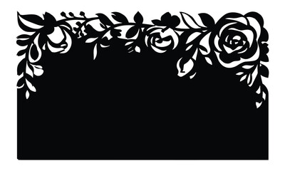 Top Floral Edge Laser Cut Card Design Elegant Flower Border Vector Template for Wedding and Greeting Cards
