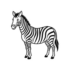 Stylized Zebra Illustration Standing Profile View Black and White Design