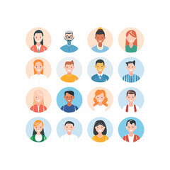 Diverse people user avatar profile icon collection