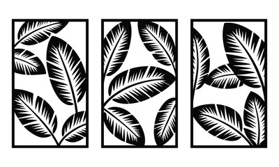 Tropical Banana Leaf Laser Cut Panels | Exotic Leaf Pattern Vector Templates for Wall Art and Home Decor
