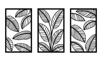 Tropical Banana Leaf Laser Cut Panels | Exotic Leaf Pattern Vector Templates for Wall Art and Home Decor