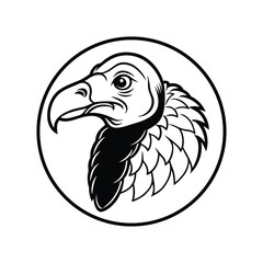 Detailed Black and White Vulture Head Vector Design Illustration