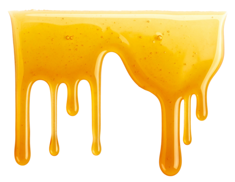 Honey dripping in vertical lines isolated on transparent background