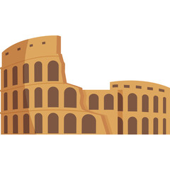 Naklejka premium Ancient Roman Colosseum Landmark Structure Architectural Icon Beige Stone Arches Facade Exterior View Daytime Isolated White Background