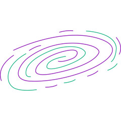 Abstract Purple And Green Swirling Lines Forming A Galaxy Or Vortex Shape On A Transparent...