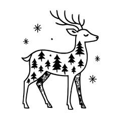 deer with christmas tree vector