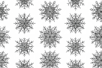 Black and white snowflake seamless pattern background